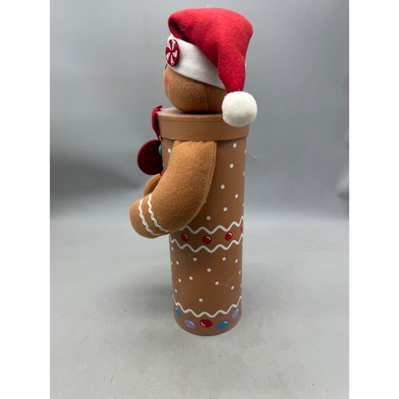 Jetmax Gingerbread Man Decorative Christmas Container With Santa Hat 16" READ - Picture 5 of 10